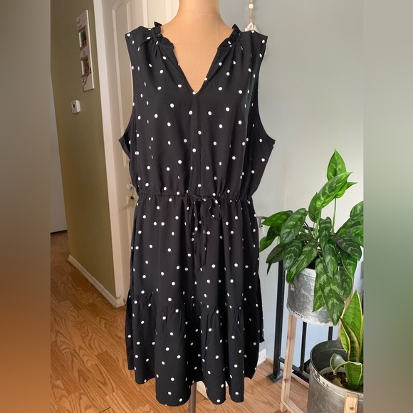 New GAP Viscose Polka Dot Coquette Dress Black & White XL Picnic - Picture 3 of 14